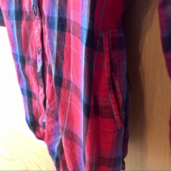 ELEMENT RED  SELF-TIE PLAID SHIRT - S - Picture 7 of 7
